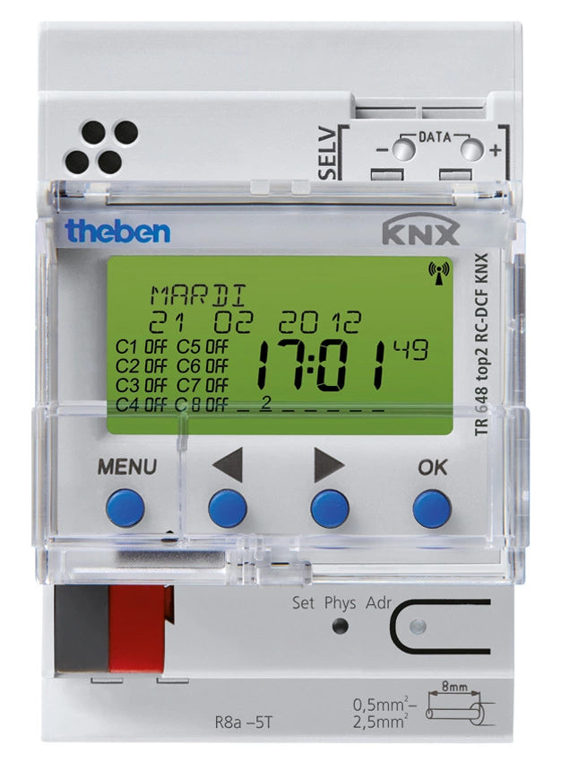 THE 6489210 Interrupteur horaire digital annuel 8 canaux DCF KNX TR 648 TOP2 RC-DCF KNX