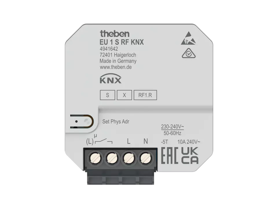 THE 4941642 Actionneur sans fil encastré 1 voie chauffage élec 10 A KNX RF. Data Secure