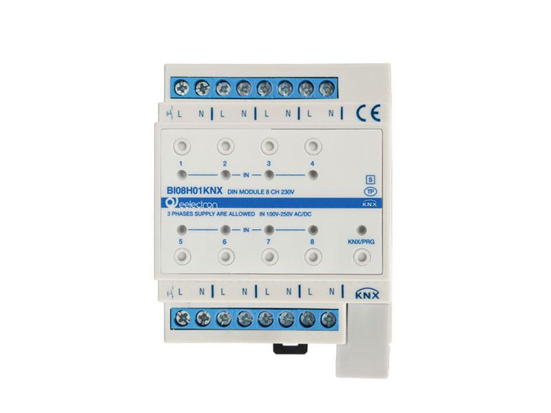 EEL BI08H01KNX - Module 8 entrées binaires 100-250v AC/DC rail DIN