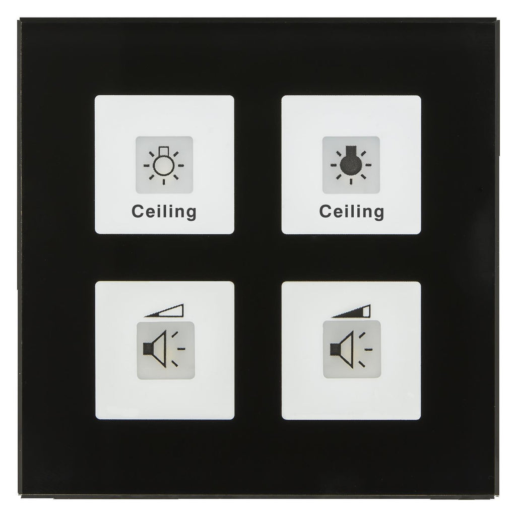 MDT BE-GTT4S.01 - Glass Push Button Plus 4-fold, Black, with Temperature Sensor