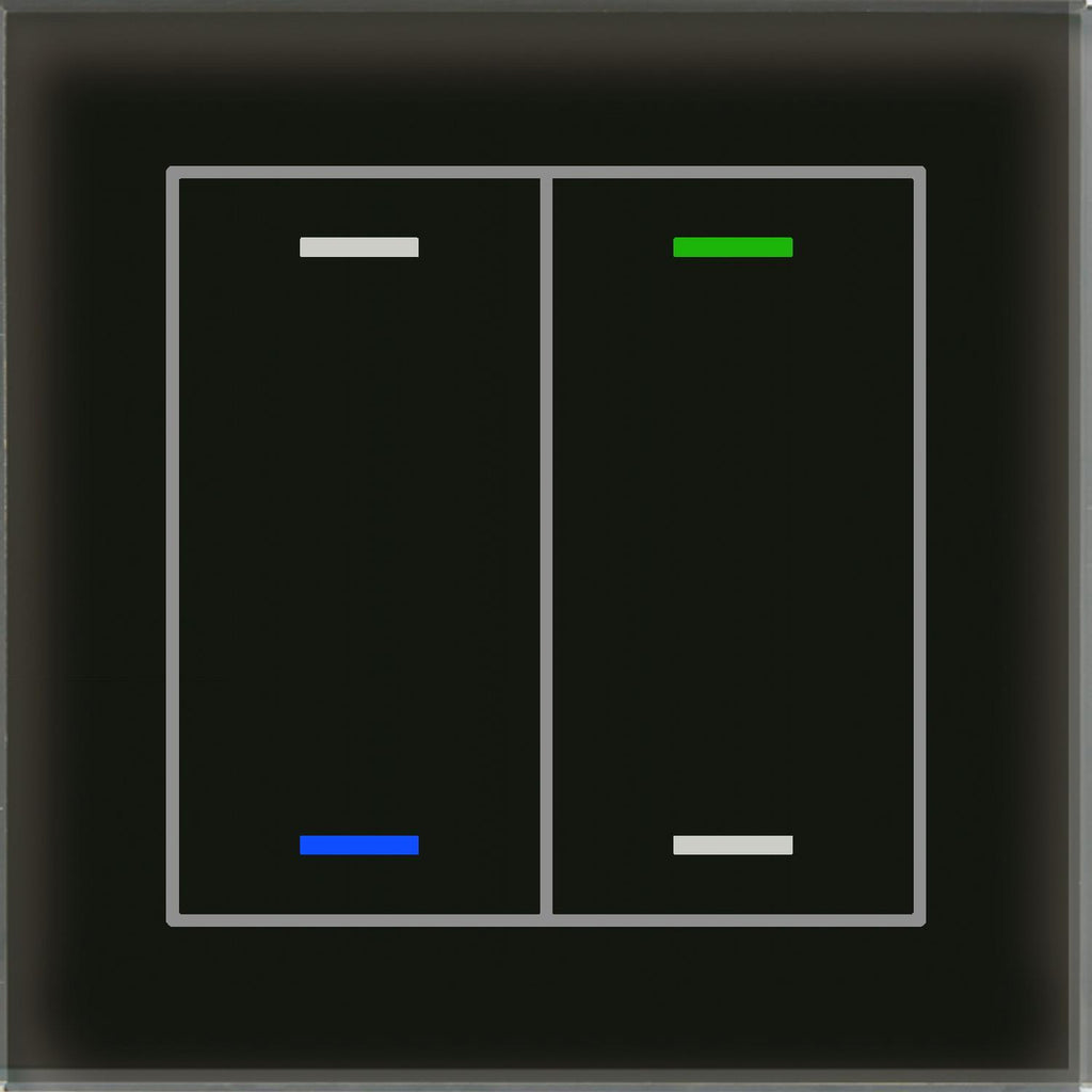 MDT BE-GTL2TS.01 - Glass Push Button II Lite 2-fold, RGBW, neutral, with temperature sensor, Black