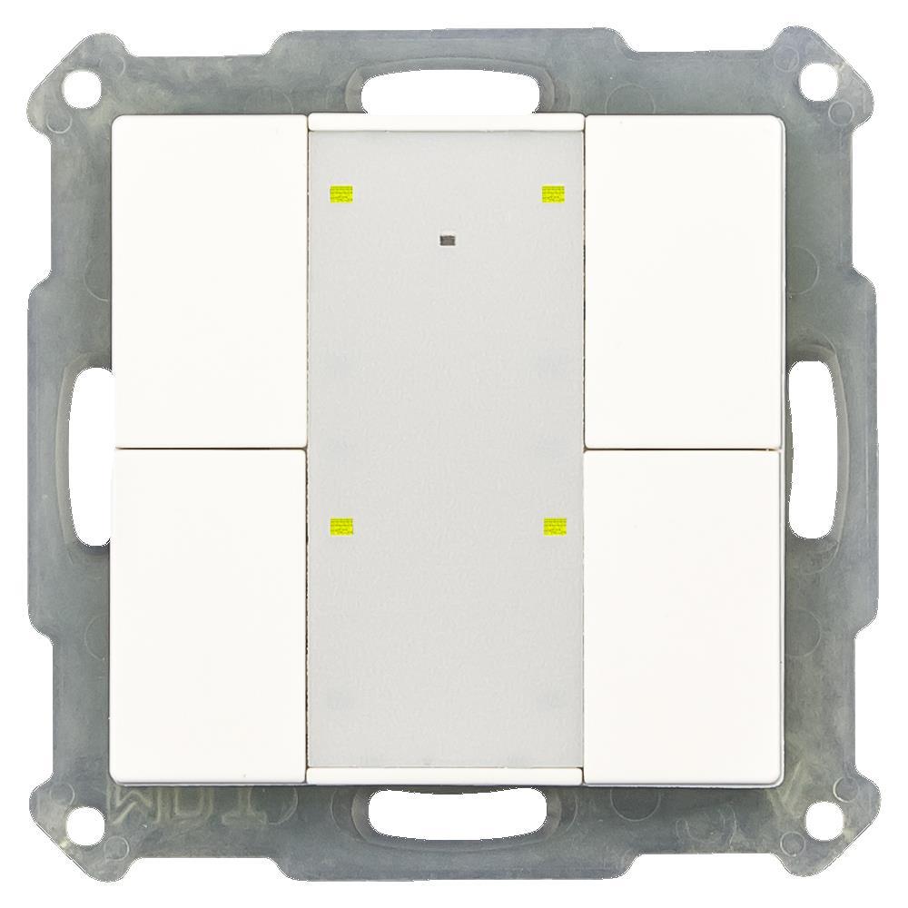 MDT RF-TA55A4.01 - KNX RF+ Bouton-poussoir Plus quadruple avec. Actionneur, finition blanc brillant