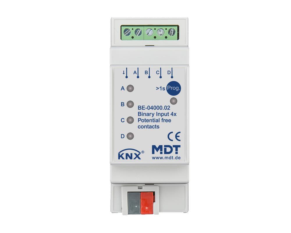 MDT BE-04000.02 - Binary Input 4-fold, 2SU MDRC, Contact Inputs