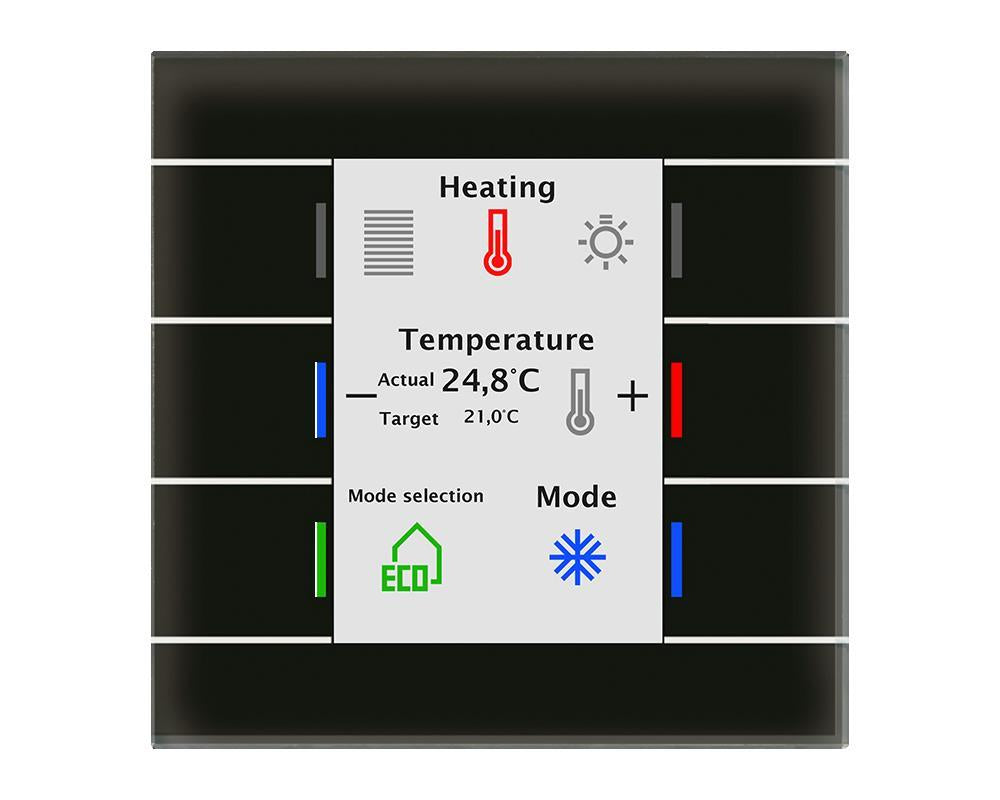 BE-GT2TS.02 - Glass Push Button II Smart with temperature sensor, Black