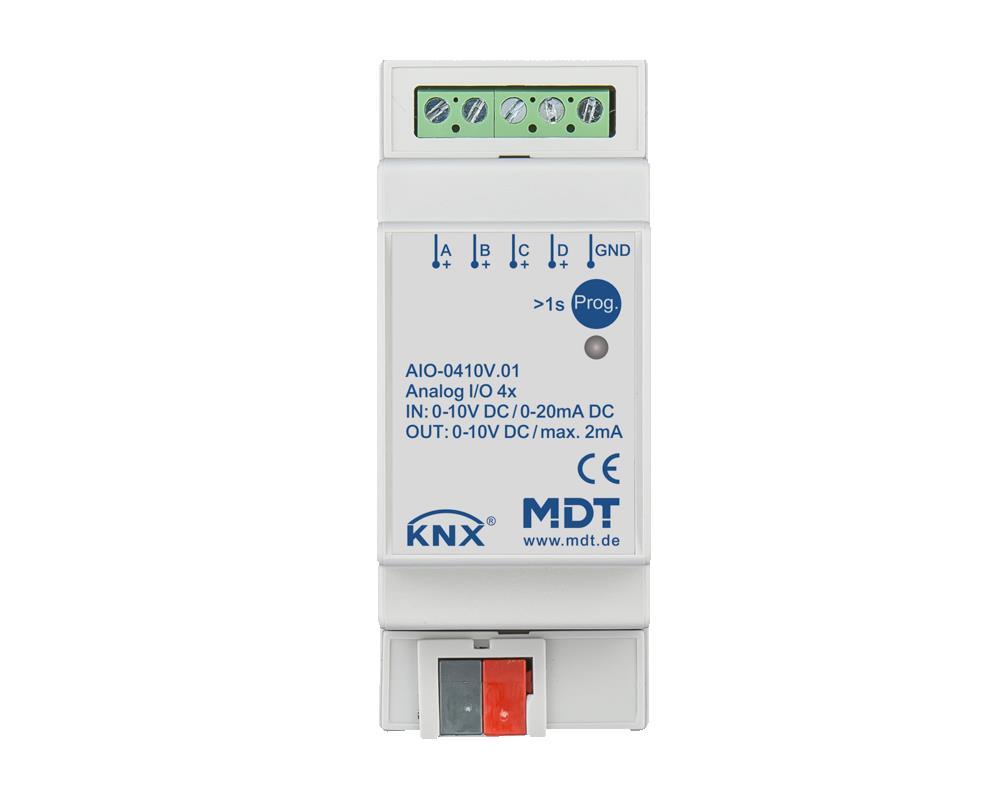 MDT AIO-0410V.01 - E/S analogiques quadruples, 2SU MDRC, 0-10 V, entrée/sortie décalable