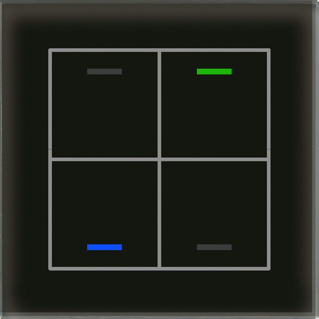 MDT BE-GTL4TS.01 - Glass Push Button II Lite 4-fold, RGBW, neutral, with temperature sensor, Black