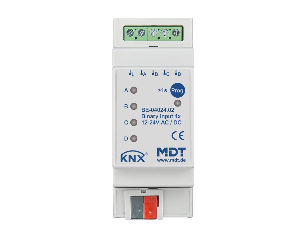 MDT BE-04024.02 - Binary Input 4-fold, 2SU MDRC, Inputs 24 V AC/DC