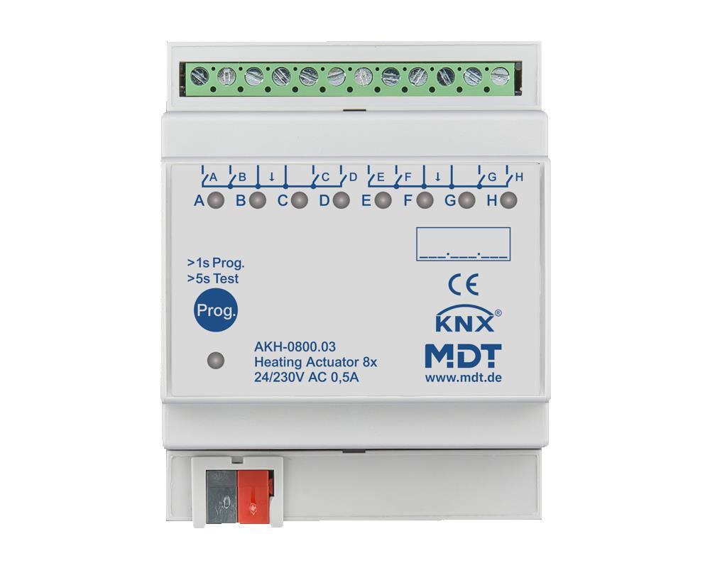 MDT AKH-0800.03 - Actionneur de chauffage 8 canaux, 4SU MDRC, 24-230 V AC