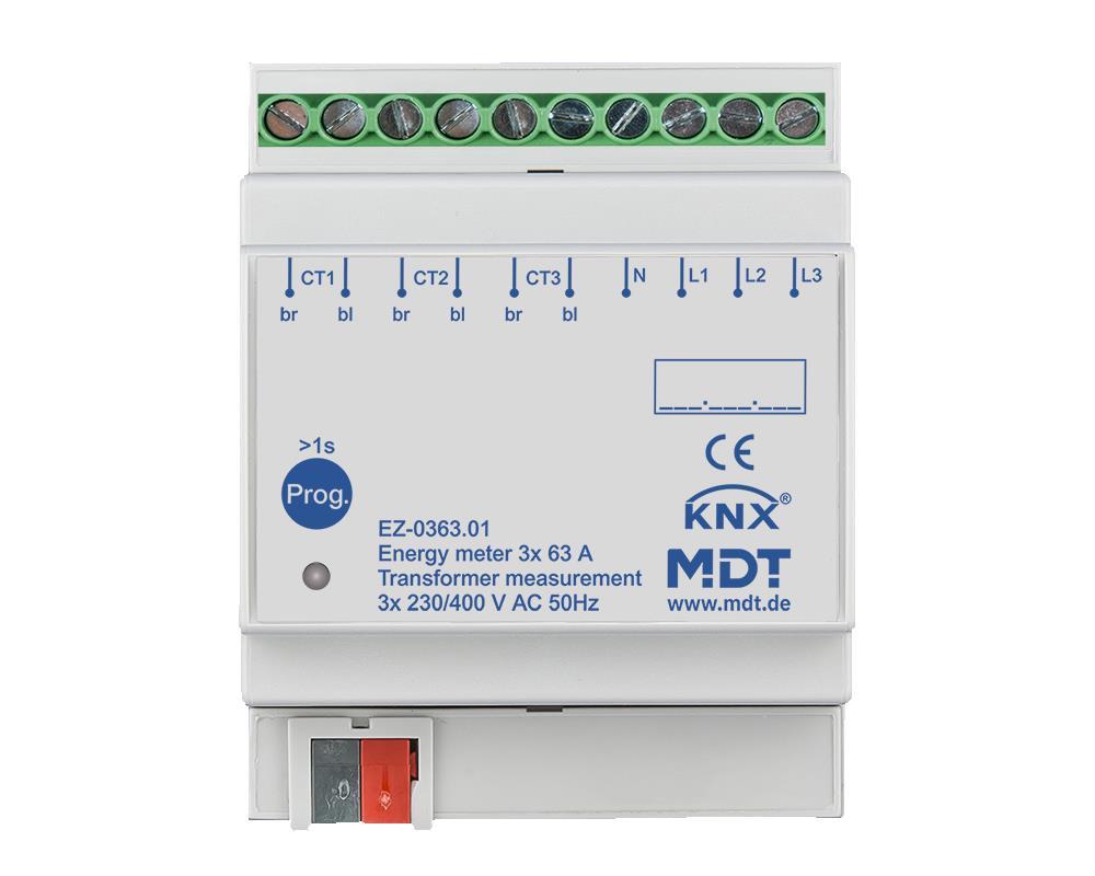 MDT EZ-0363.01 - Energy meter 3-fold 63 A, transformer measurement, 4TE REG, 230/400 V AC