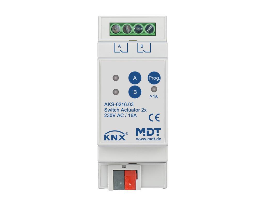 MDT AKS-0216.03 - Actionneur de commutation double, 2SU MDRC, 16 A, 230 V AC, charge C, standard, 140 μF