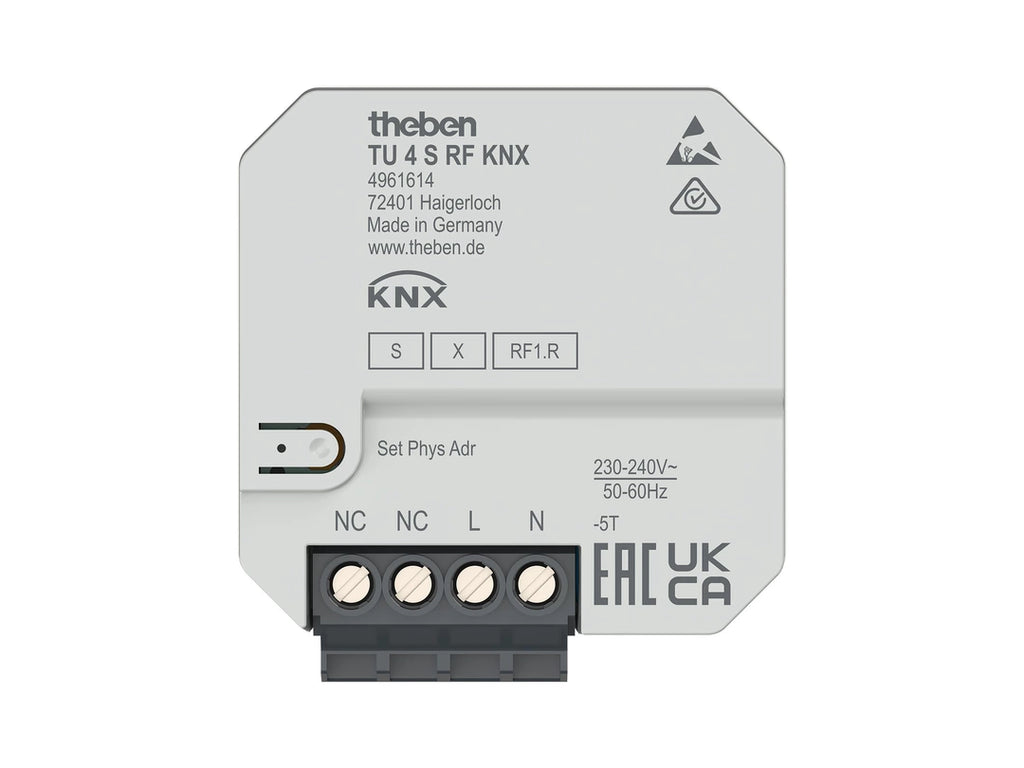 THE 4961614 Interface radio encastrée pour bouton-poussoir à 4 canaux, TU 4 S RF KNX